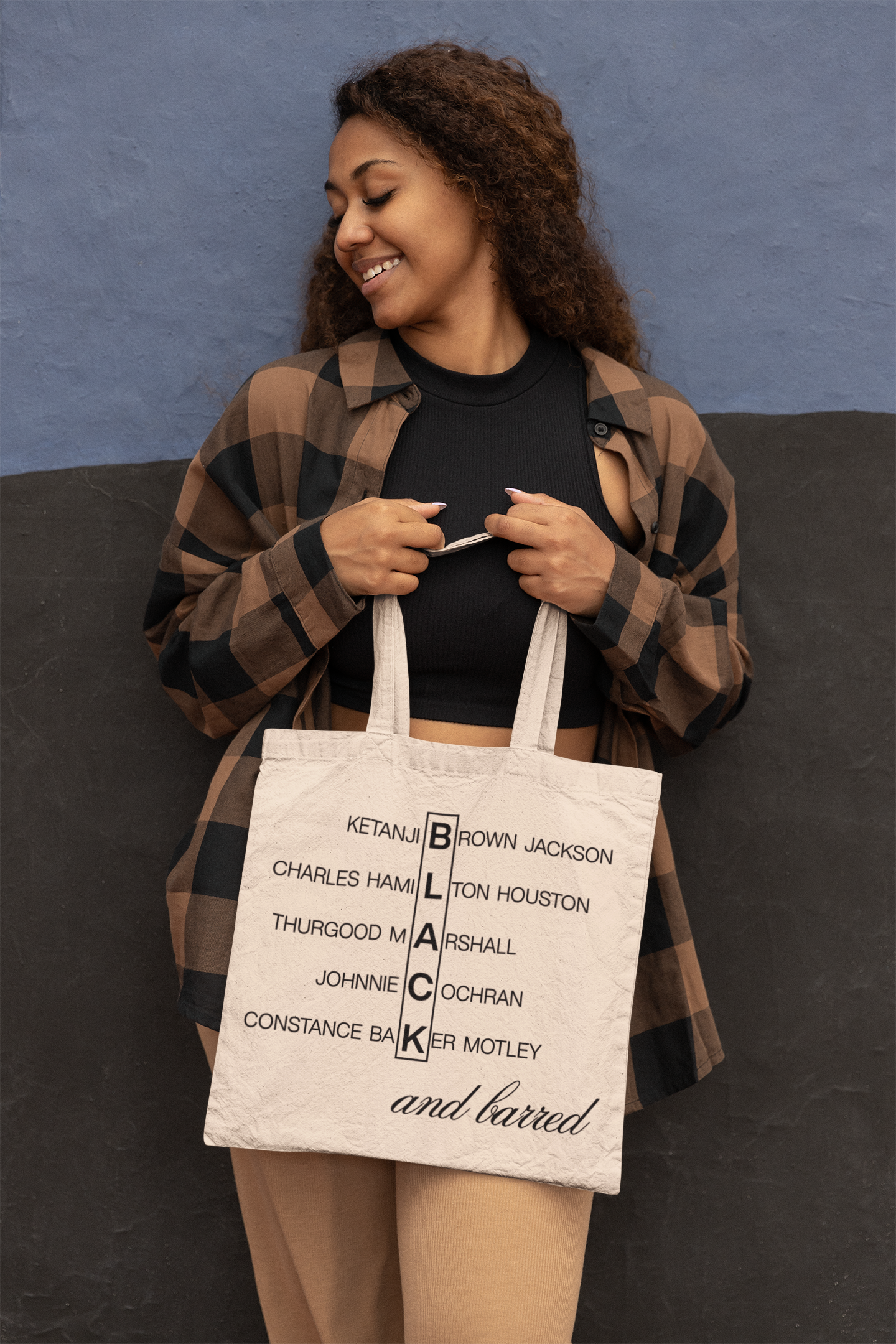 BLACK AND BARRED TOTE